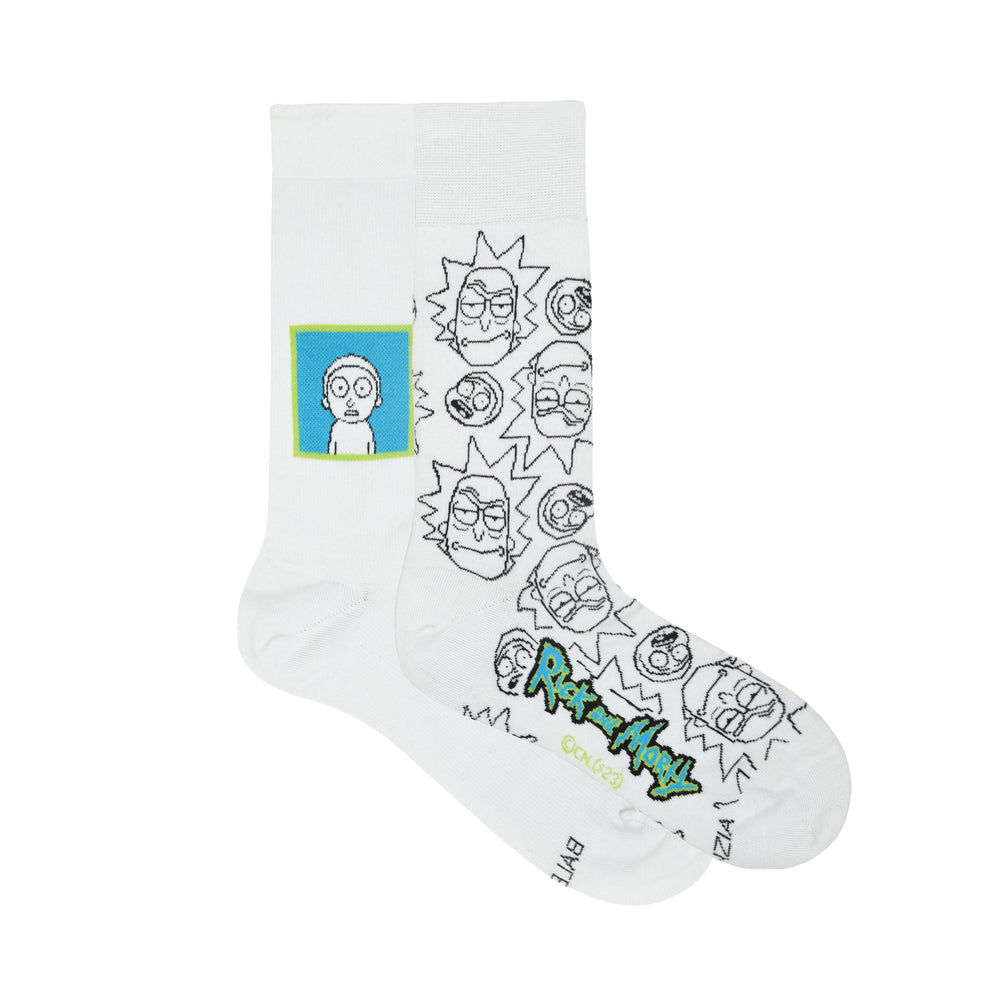 Balenzia X Rick and Morty Cotton Crew socks for Men (Pack of 2) (Free Size) (White) - Balenzia